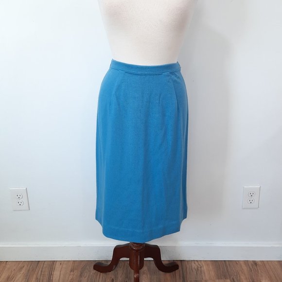Vtg 70s blue knit midi skirt - Jantzen brand - Picture 6 of 9